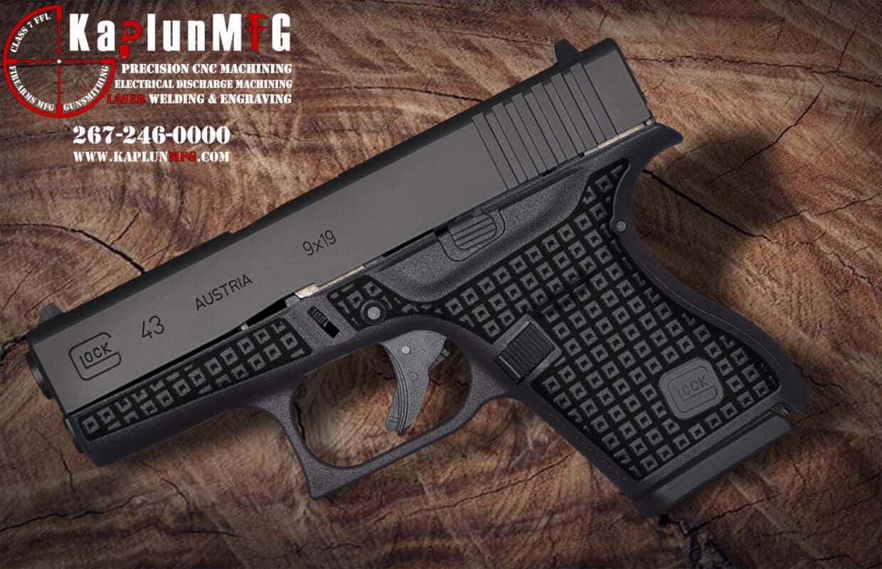 Laser Stippling Glock 43 Frame T4 Pattern | Kaplun Manufacturing